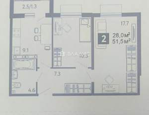 2-к квартира, вторичка, 52м2, 3/16 этаж