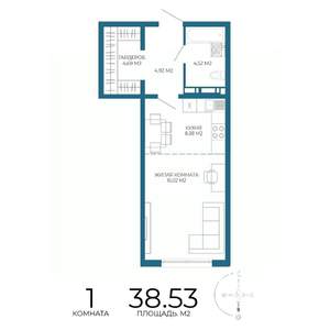 1-к квартира, строящийся дом, 39м2, 6/17 этаж