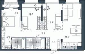 3-к квартира, вторичка, 86м2, 4/24 этаж