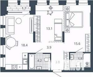 2-к квартира, вторичка, 65м2, 6/24 этаж