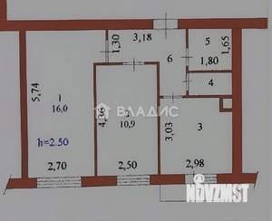 2-к квартира, вторичка, 47м2, 3/5 этаж