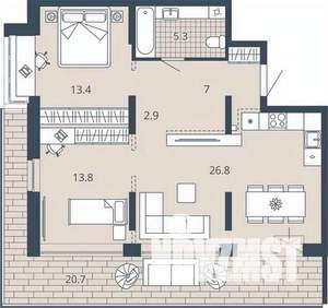 2-к квартира, вторичка, 80м2, 6/23 этаж