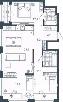 3-к квартира, вторичка, 85м2, 14/24 этаж