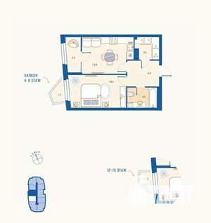 1-к квартира, вторичка, 47м2, 13/16 этаж