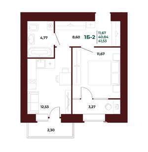 1-к квартира, вторичка, 42м2, 17/17 этаж