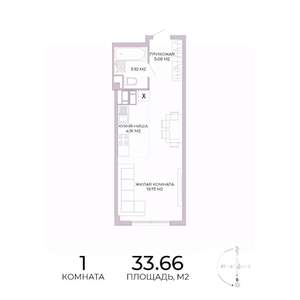 1-к квартира, строящийся дом, 34м2, 11/17 этаж