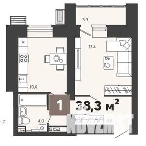 1-к квартира, вторичка, 38м2, 1/16 этаж