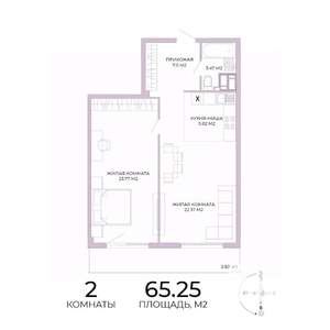 2-к квартира, строящийся дом, 65м2, 5/17 этаж