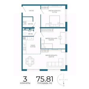 3-к квартира, вторичка, 76м2, 9/17 этаж