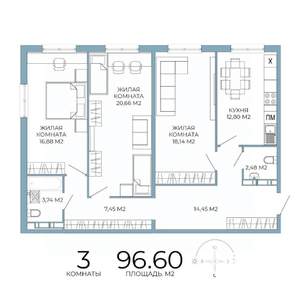 3-к квартира, строящийся дом, 97м2, 4/18 этаж