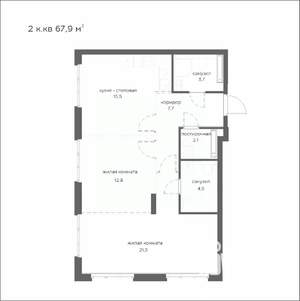 2-к квартира, вторичка, 68м2, 9/21 этаж
