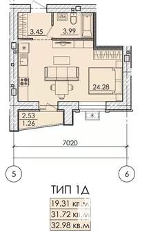 1-к квартира, строящийся дом, 34м2, 13/18 этаж