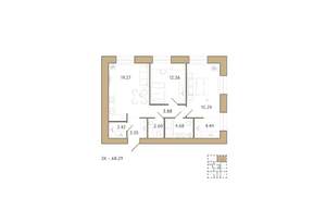 2-к квартира, вторичка, 68м2, 2/12 этаж