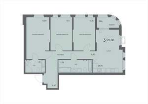 3-к квартира, вторичка, 92м2, 9/18 этаж