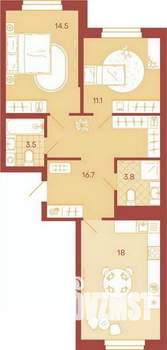 2-к квартира, вторичка, 68м2, 6/17 этаж