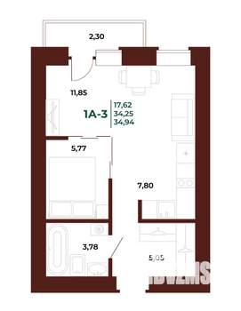 1-к квартира, вторичка, 35м2, 9/17 этаж