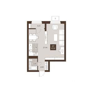 Студия квартира, вторичка, 41м2, 2/22 этаж