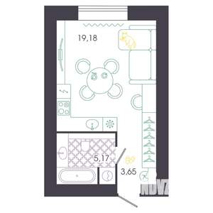 Студия квартира, вторичка, 28м2, 1/16 этаж