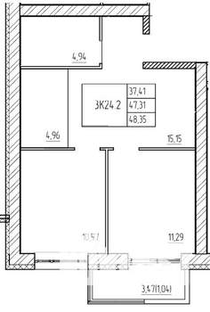 3-к квартира, вторичка, 51м2, 10/17 этаж
