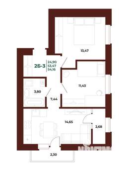 2-к квартира, вторичка, 56м2, 15/17 этаж