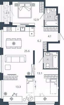 3-к квартира, вторичка, 85м2, 11/24 этаж