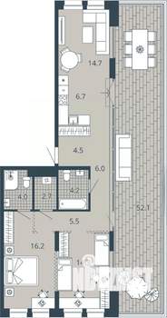 2-к квартира, вторичка, 105м2, 12/23 этаж