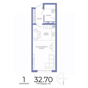 1-к квартира, строящийся дом, 33м2, 17/17 этаж
