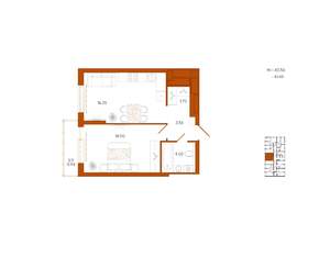 1-к квартира, вторичка, 41м2, 15/18 этаж