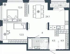 2-к квартира, вторичка, 71м2, 4/24 этаж