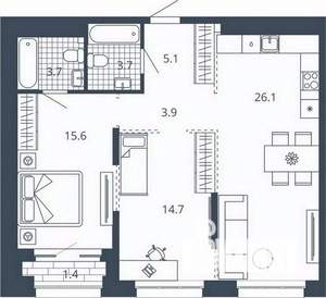 2-к квартира, вторичка, 74м2, 11/24 этаж