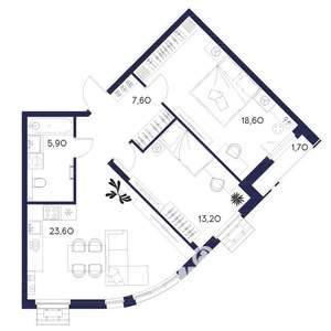 2-к квартира, вторичка, 71м2, 2/16 этаж