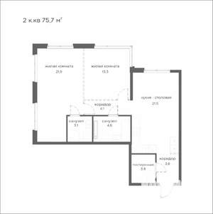 2-к квартира, вторичка, 76м2, 19/21 этаж
