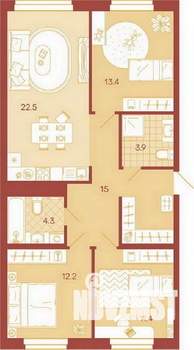 3-к квартира, вторичка, 83м2, 6/17 этаж