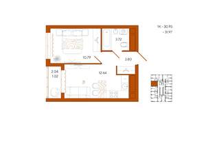 1-к квартира, вторичка, 32м2, 6/18 этаж