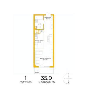 1-к квартира, вторичка, 36м2, 9/17 этаж