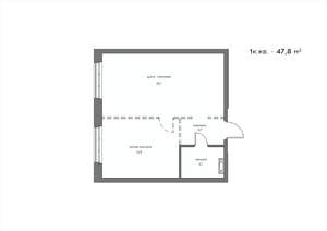 1-к квартира, вторичка, 48м2, 18/21 этаж