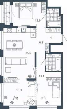 3-к квартира, вторичка, 85м2, 5/24 этаж