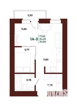 1-к квартира, вторичка, 35м2, 14/17 этаж
