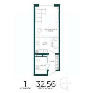 1-к квартира, строящийся дом, 33м2, 5/17 этаж