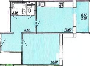 1-к квартира, вторичка, 46м2, 6/10 этаж