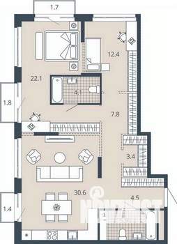 2-к квартира, вторичка, 94м2, 16/23 этаж