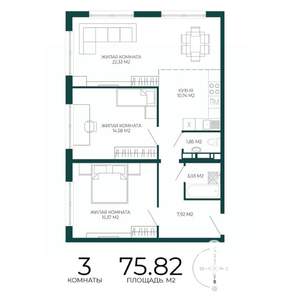 3-к квартира, вторичка, 76м2, 15/17 этаж