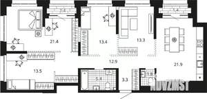 4-к квартира, вторичка, 109м2, 17/23 этаж
