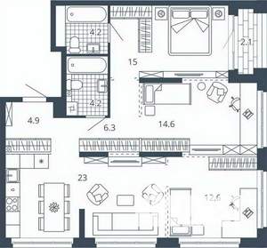 3-к квартира, вторичка, 87м2, 10/23 этаж