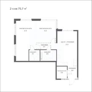 2-к квартира, вторичка, 76м2, 19/21 этаж