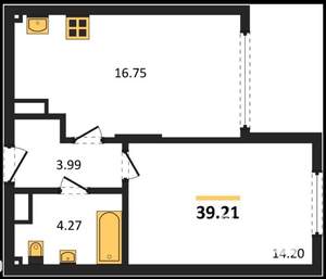 1-к квартира, вторичка, 39м2, 4/21 этаж