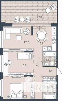 2-к квартира, вторичка, 79м2, 17/23 этаж