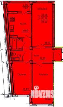 3-к квартира, строящийся дом, 78м2, 10/18 этаж