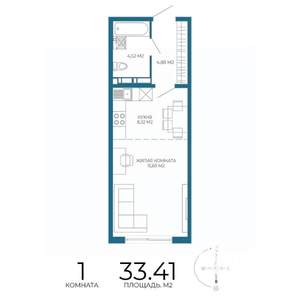 1-к квартира, строящийся дом, 33м2, 2/17 этаж