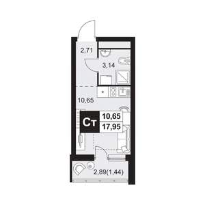 1-к квартира, вторичка, 18м2, 2/20 этаж